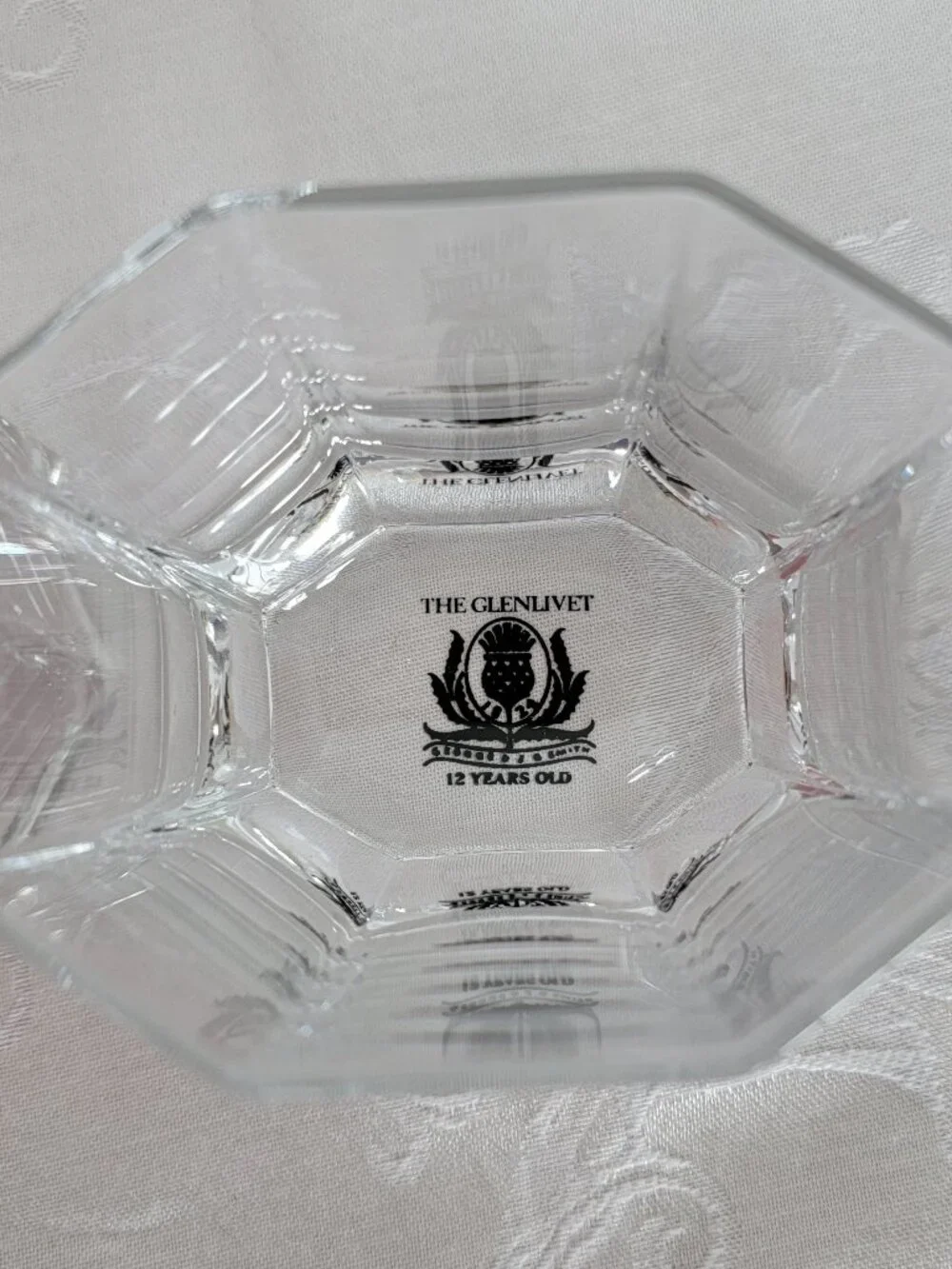 NIB Set of 2 The Glenlivet whisky rocks glasses RARE BLACK LOGO Octagon Shape